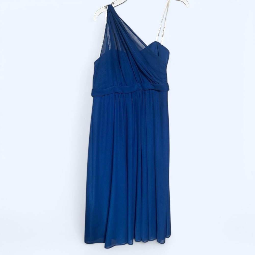 Elegant Bridal Blue One-Shoulder Dress